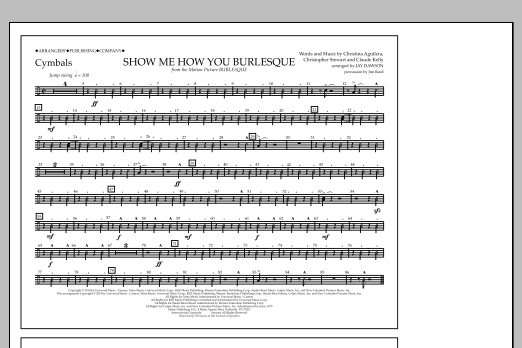 Download Jay Dawson Show Me How You Burlesque - Cymbals Sheet Music and learn how to play Marching Band PDF digital score in minutes