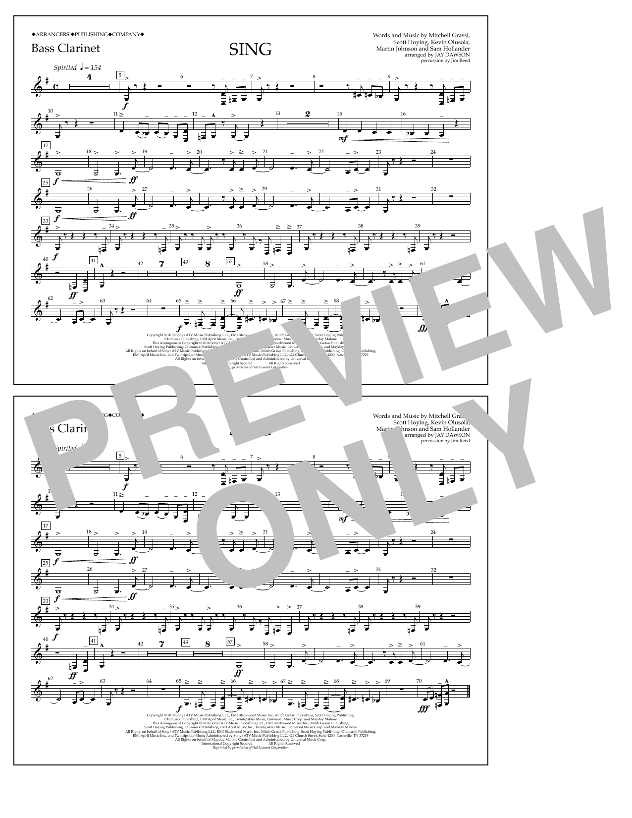 Download Jay Dawson Sing - Bass Clarinet Sheet Music and learn how to play Marching Band PDF digital score in minutes