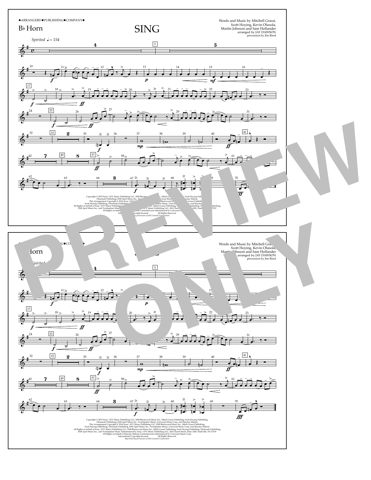 Download Jay Dawson Sing - Bb Horn Sheet Music and learn how to play Marching Band PDF digital score in minutes