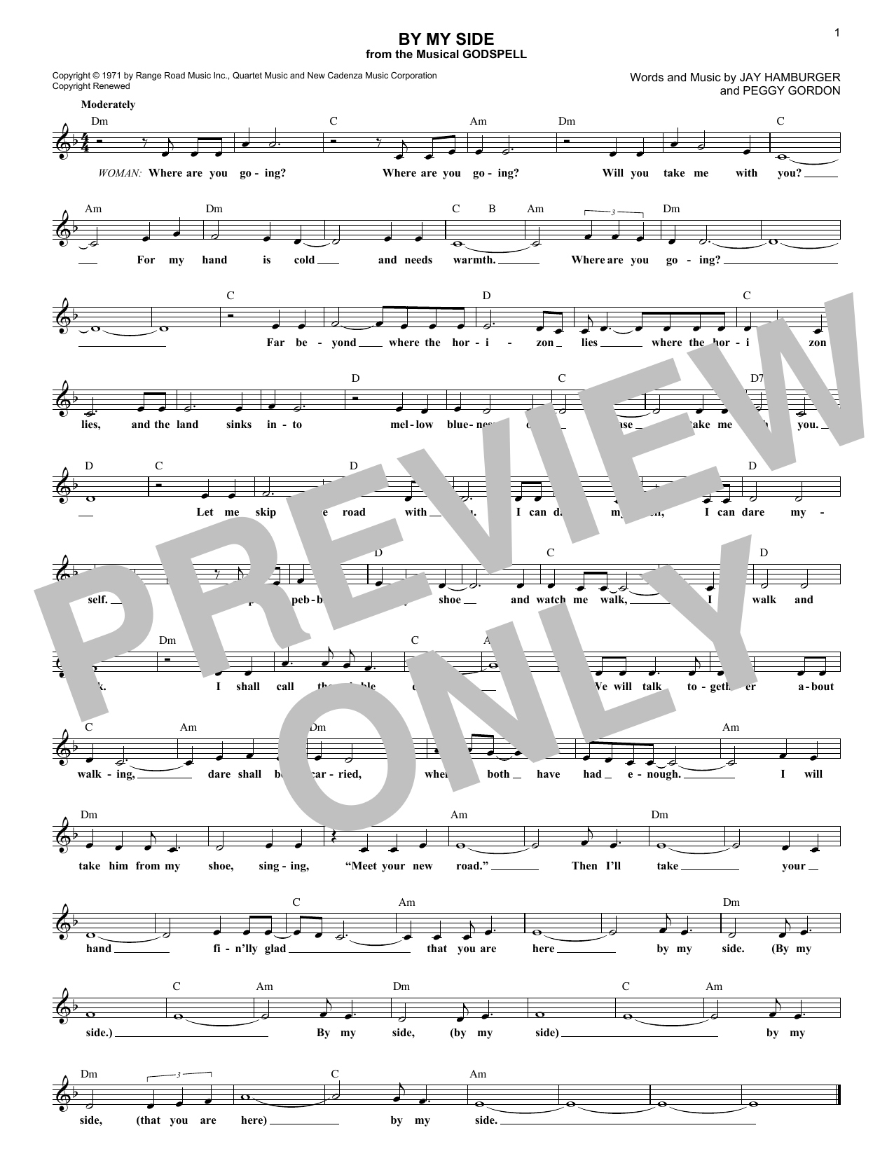 Download Jay Hamburger By My Side Sheet Music and learn how to play Melody Line, Lyrics & Chords PDF digital score in minutes