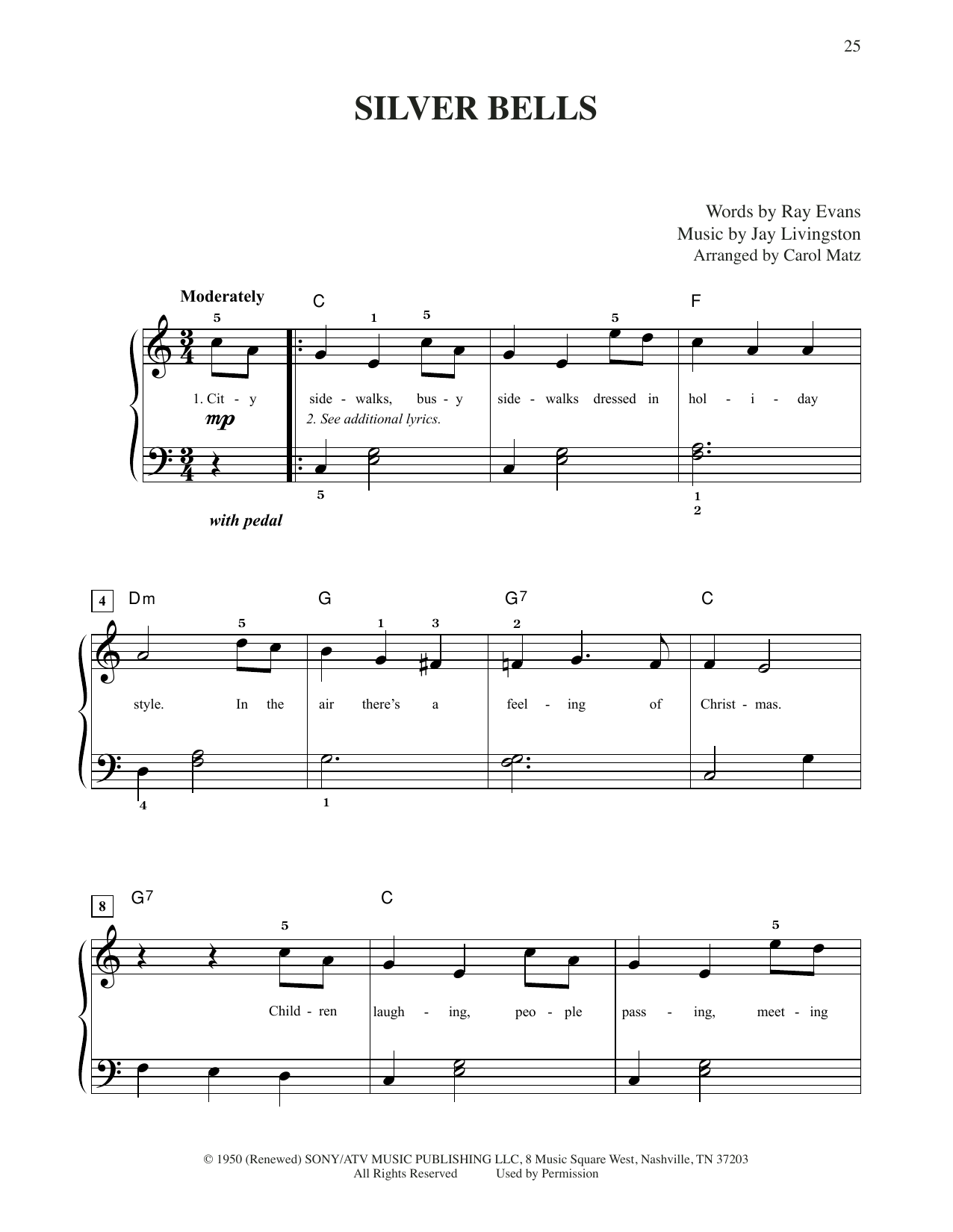 Download Jay Livingston & Ray Evans Silver Bells (arr. Carol Matz) Sheet Music and learn how to play Big Note Piano PDF digital score in minutes