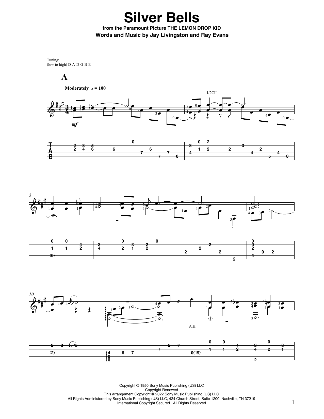 Download Jay Livingston & Ray Evans Silver Bells (arr. David Jaggs) Sheet Music and learn how to play Solo Guitar PDF digital score in minutes