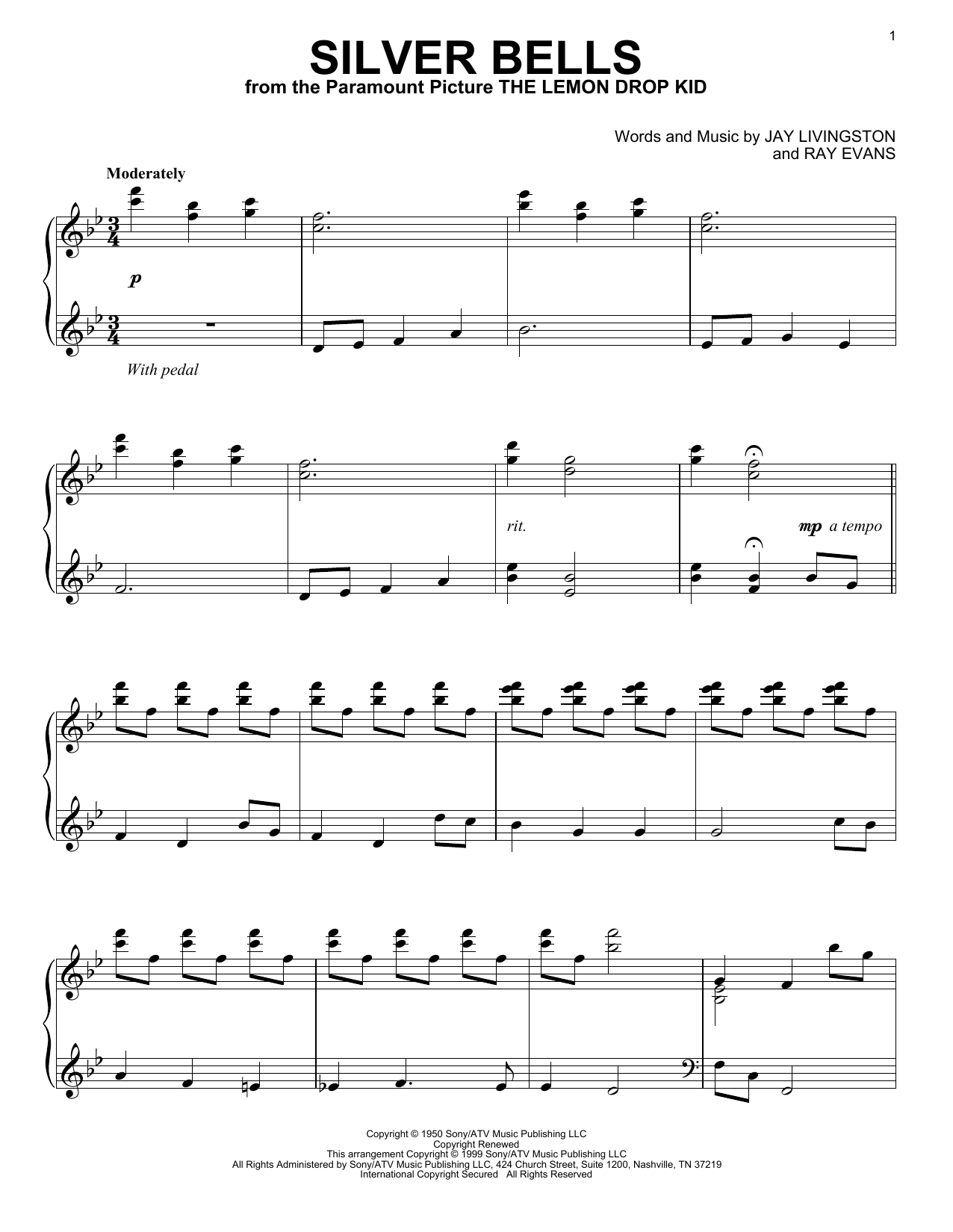 Download Jay Livingston Silver Bells Sheet Music and learn how to play CHDBDY PDF digital score in minutes