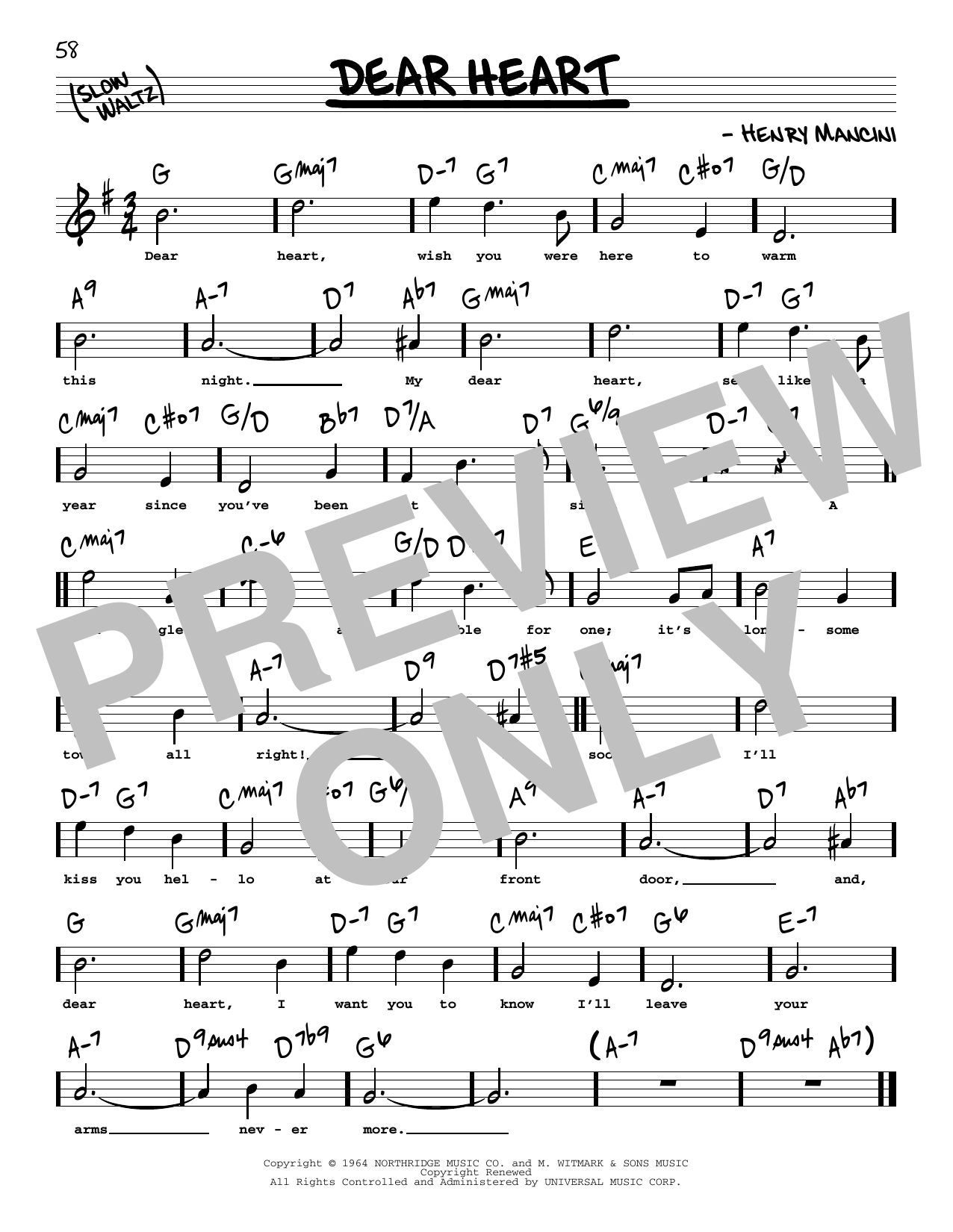 Download Jay Livingston Dear Heart (High Voice) Sheet Music and learn how to play Real Book – Melody, Lyrics & Chords PDF digital score in minutes