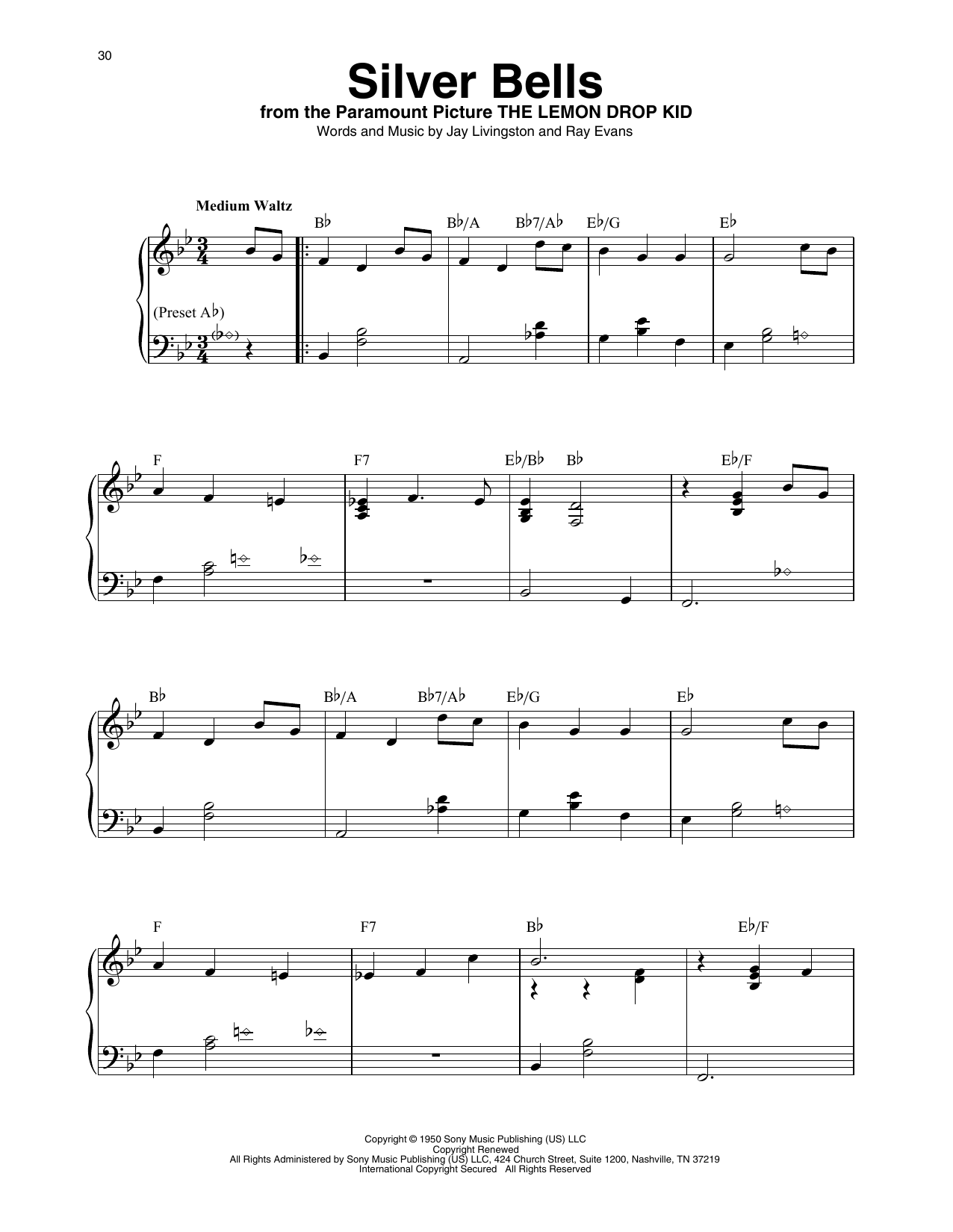 Download Jay Livingston Silver Bells (arr. Maeve Gilchrist) Sheet Music and learn how to play Harp PDF digital score in minutes
