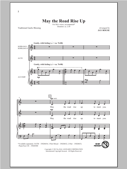 Download Jay Rouse May The Road Rise Up Sheet Music and learn how to play SATB PDF digital score in minutes