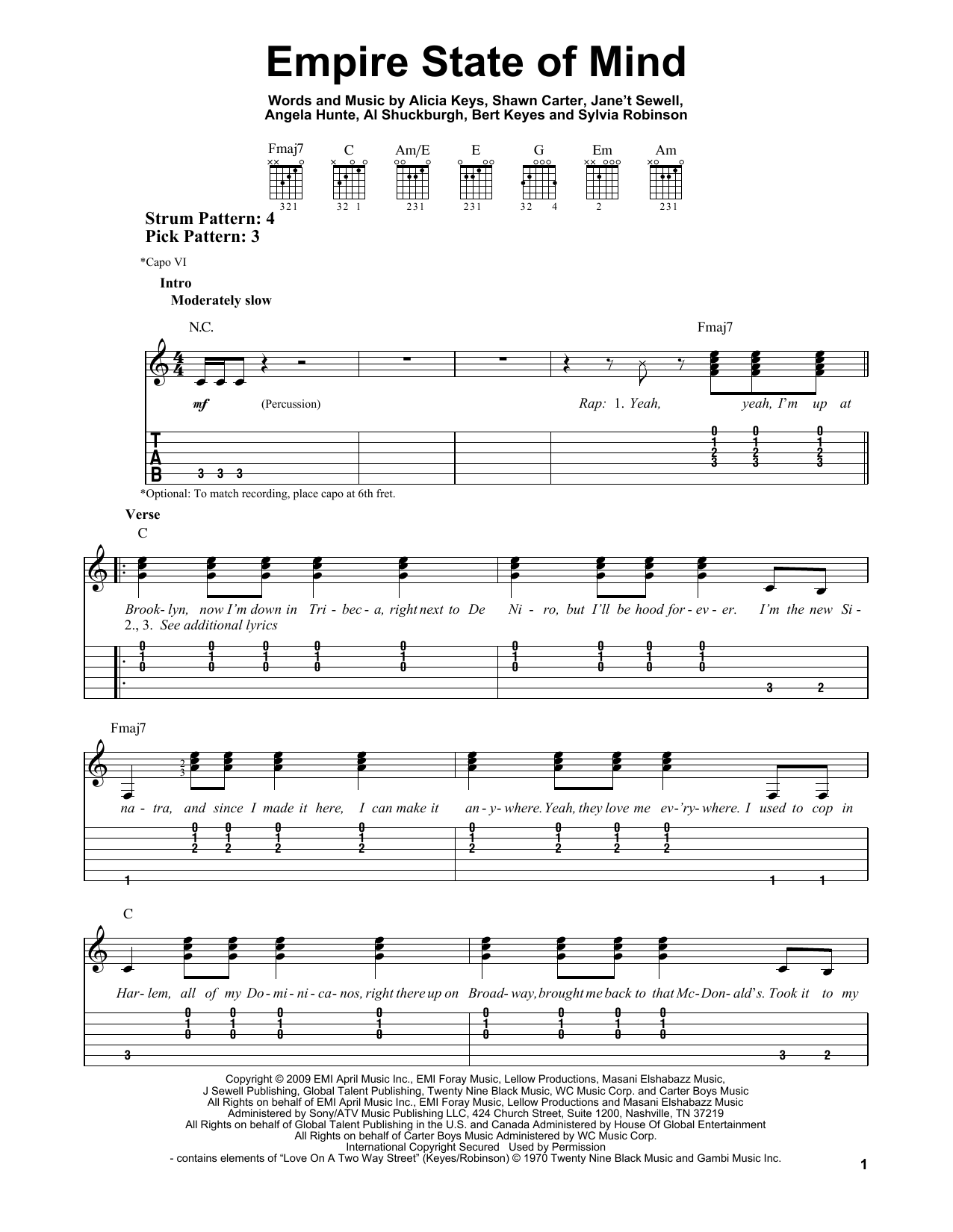 Download Jay-Z Empire State Of Mind (feat. Alicia Keys) Sheet Music and learn how to play Lyrics & Chords PDF digital score in minutes