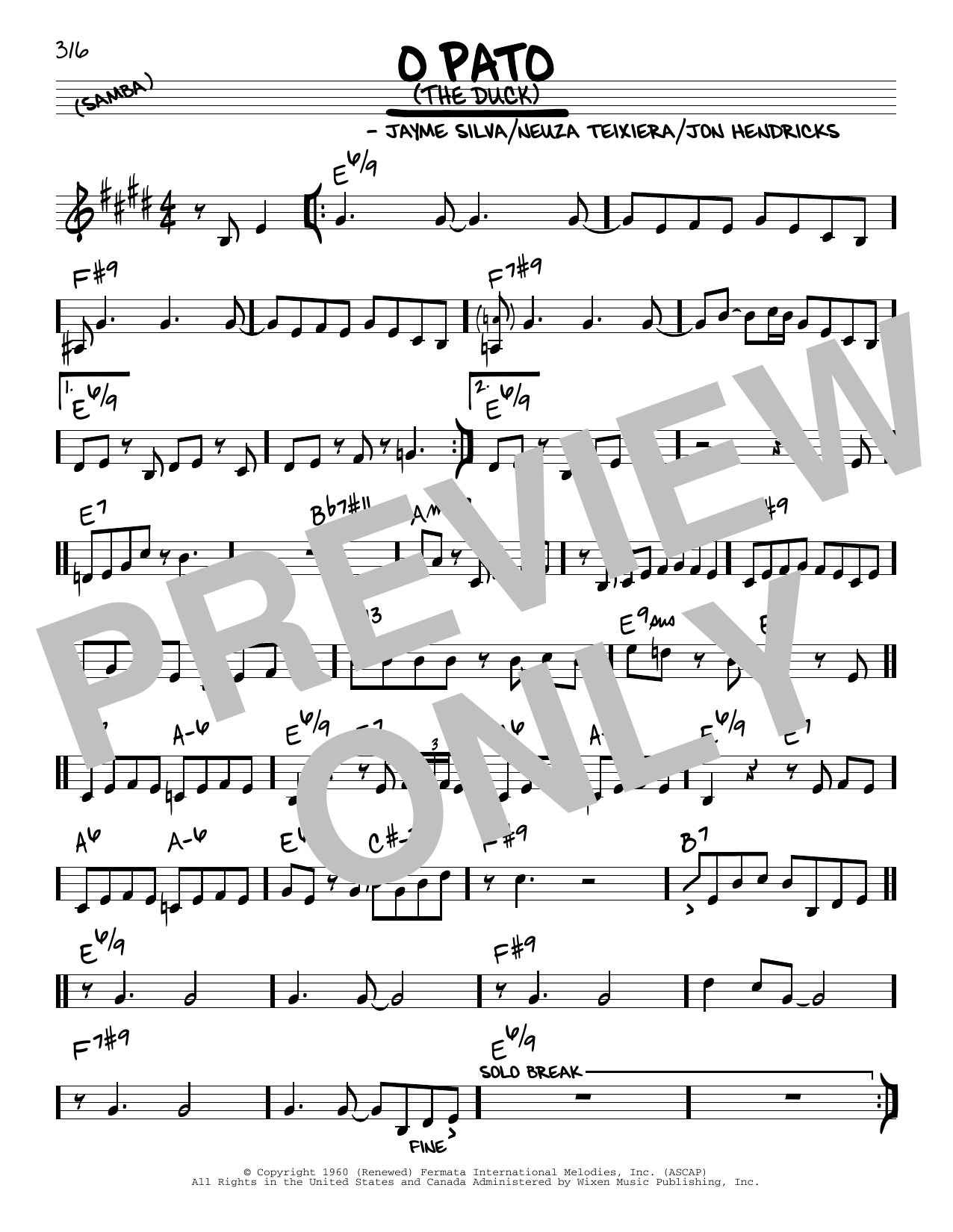 Download Jayme Silva O Pato (The Duck) Sheet Music and learn how to play Real Book – Melody & Chords PDF digital score in minutes