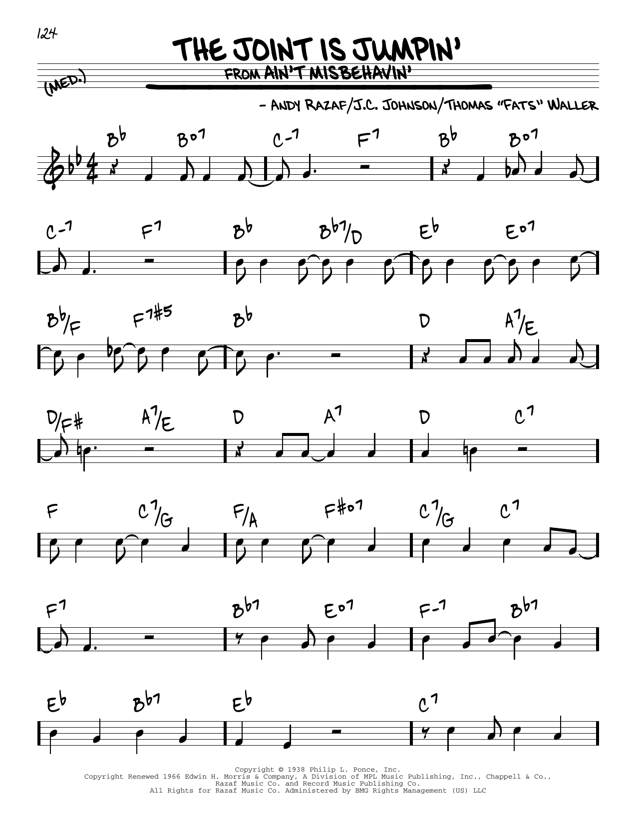 Download J.C. Johnson The Joint Is Jumpin' Sheet Music and learn how to play Real Book – Melody & Chords PDF digital score in minutes