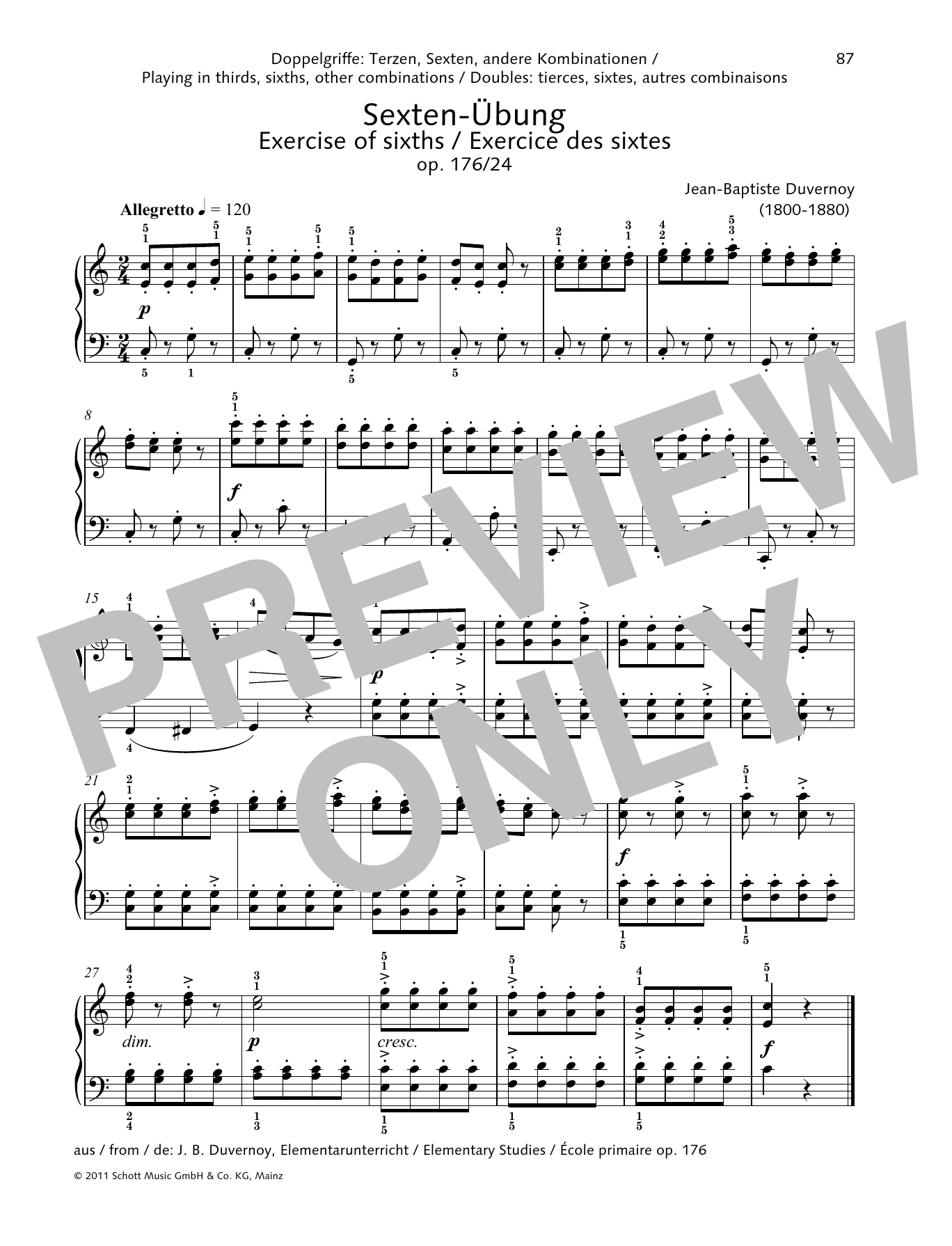 Download Jean-Baptiste Duvernoy Exercise of sixths Sheet Music and learn how to play Piano Solo PDF digital score in minutes