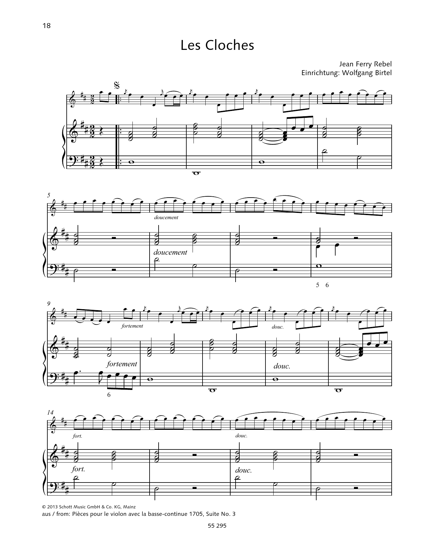 Download Jean-Fery Rebel Les Cloches Sheet Music and learn how to play String Solo PDF digital score in minutes