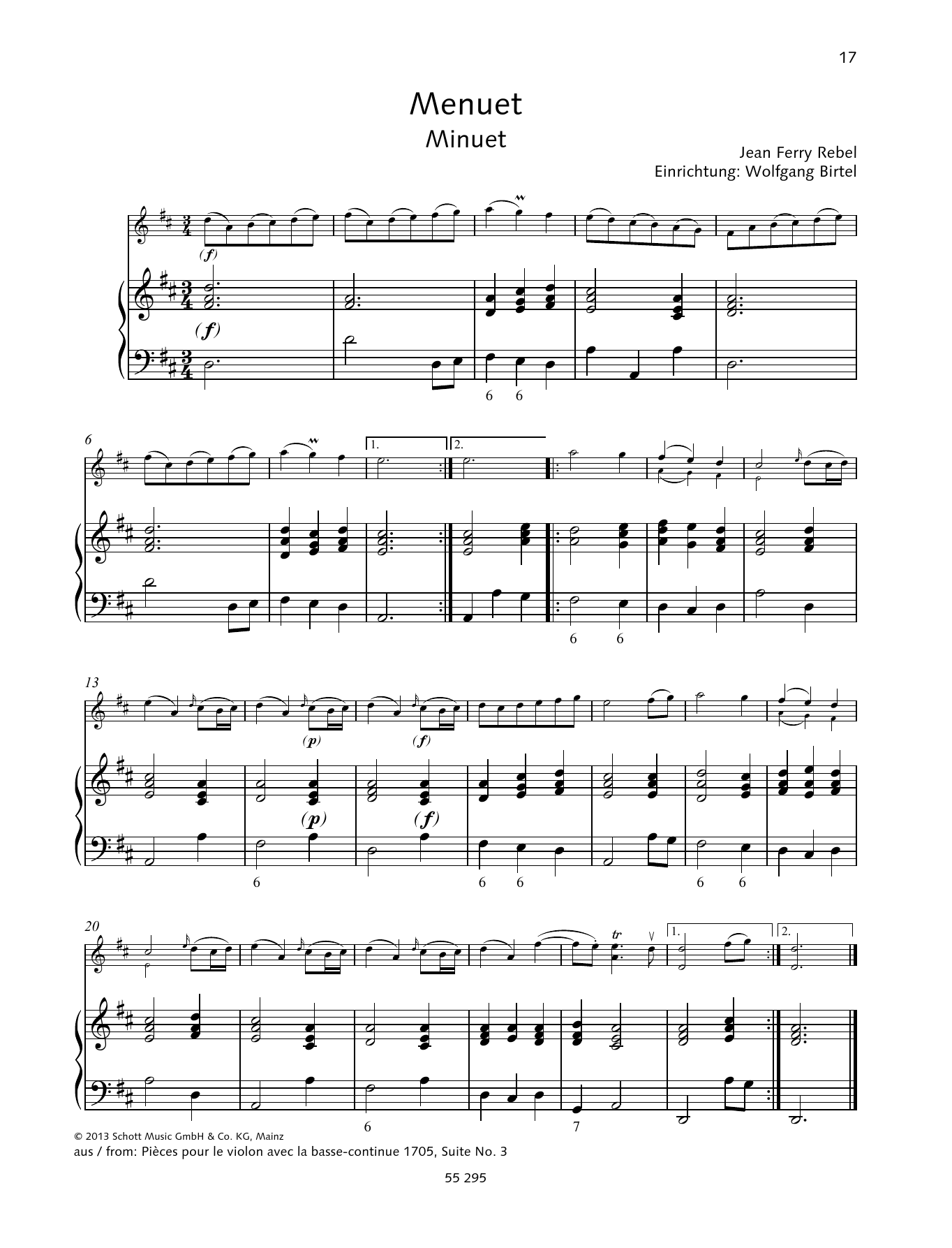 Download Jean-Fery Rebel Minuet Sheet Music and learn how to play String Solo PDF digital score in minutes