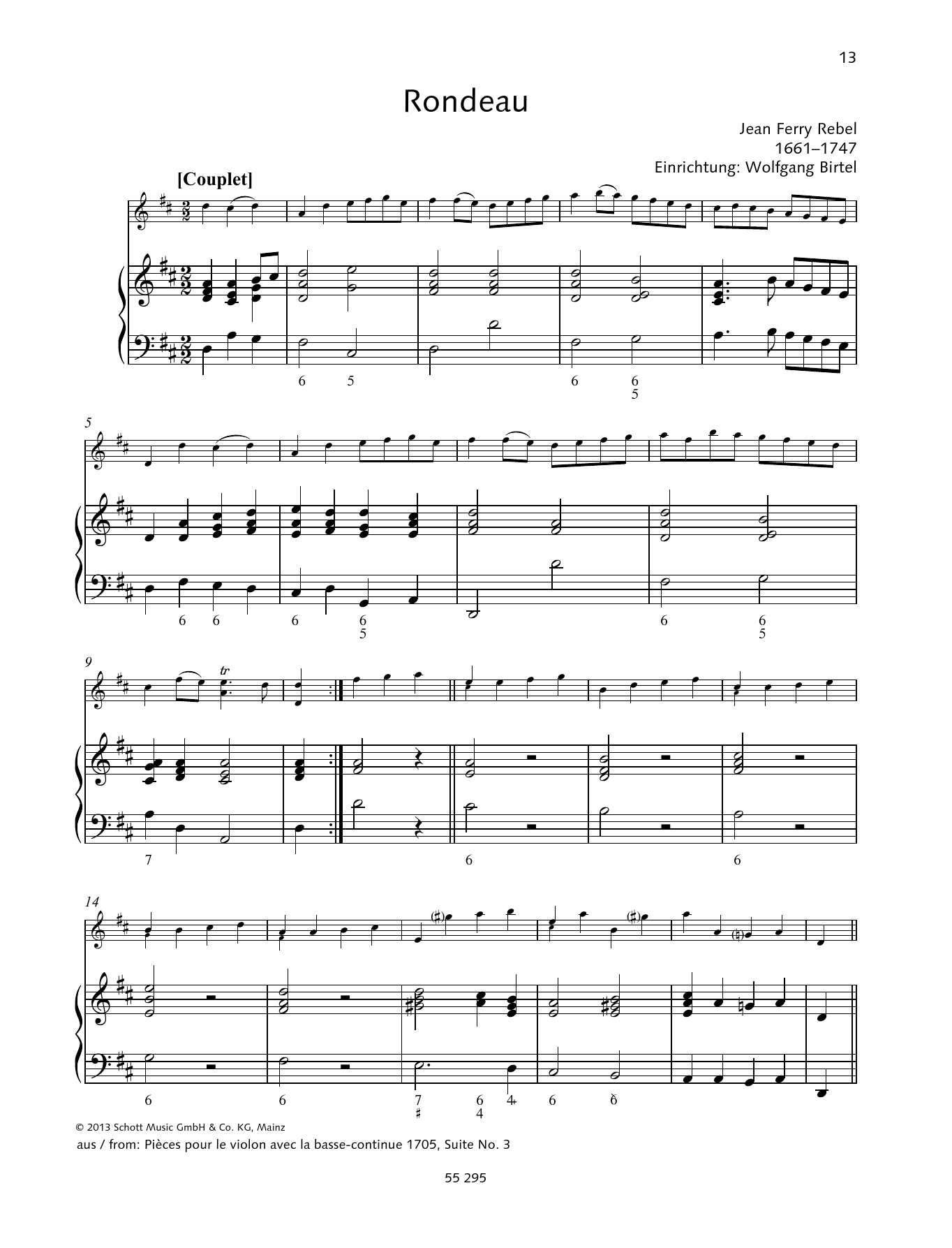 Download Jean-Fery Rebel Rondeau Sheet Music and learn how to play String Solo PDF digital score in minutes