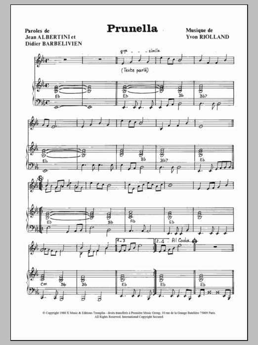 Download Jean-Francois Maurice Prunella Sheet Music and learn how to play Piano & Vocal PDF digital score in minutes