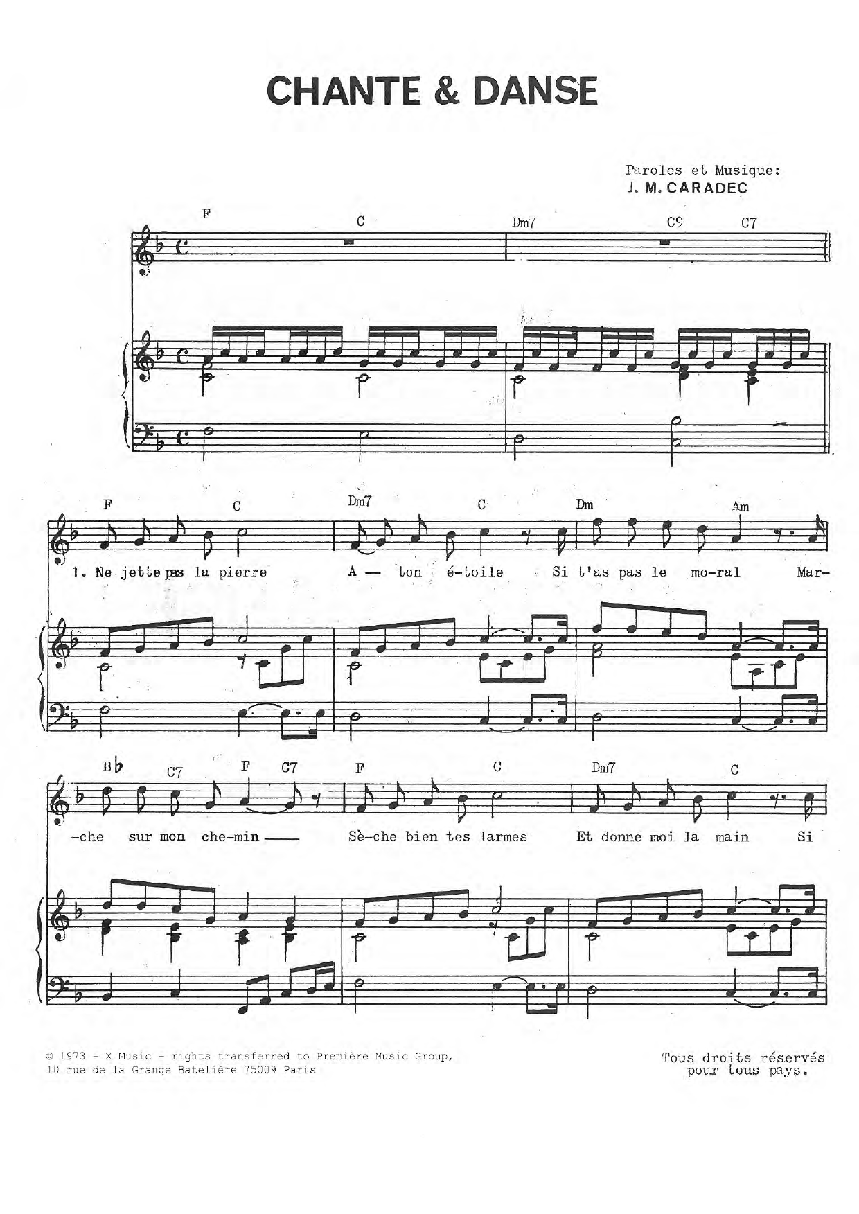 Download Jean-Michel Caradec Chante & Danse Sheet Music and learn how to play Piano & Vocal PDF digital score in minutes
