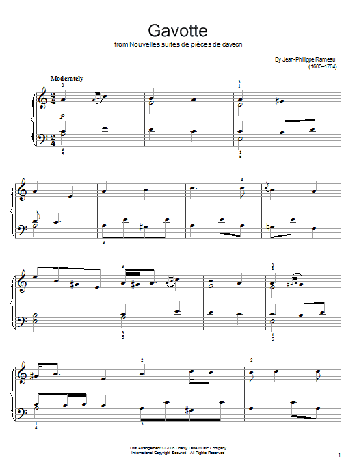 Download Jean-Philippe Rameau Gavotte Sheet Music and learn how to play Easy Piano PDF digital score in minutes