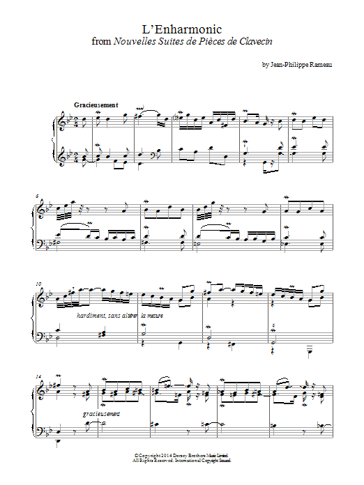 Download Jean-Philippe Rameau L'enharmonic From Nouvelles Suites De Pièces De Clavecin Sheet Music and learn how to play Piano PDF digital score in minutes