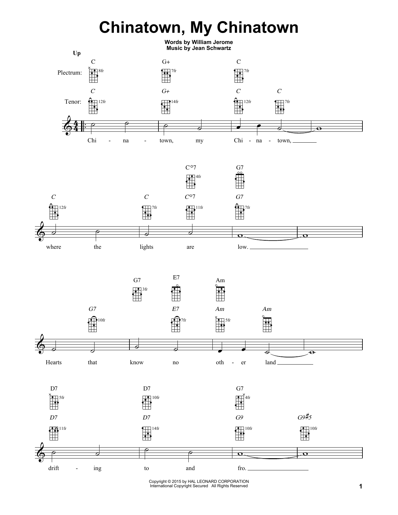 Download Jean Schwartz Chinatown, My Chinatown Sheet Music and learn how to play Banjo PDF digital score in minutes