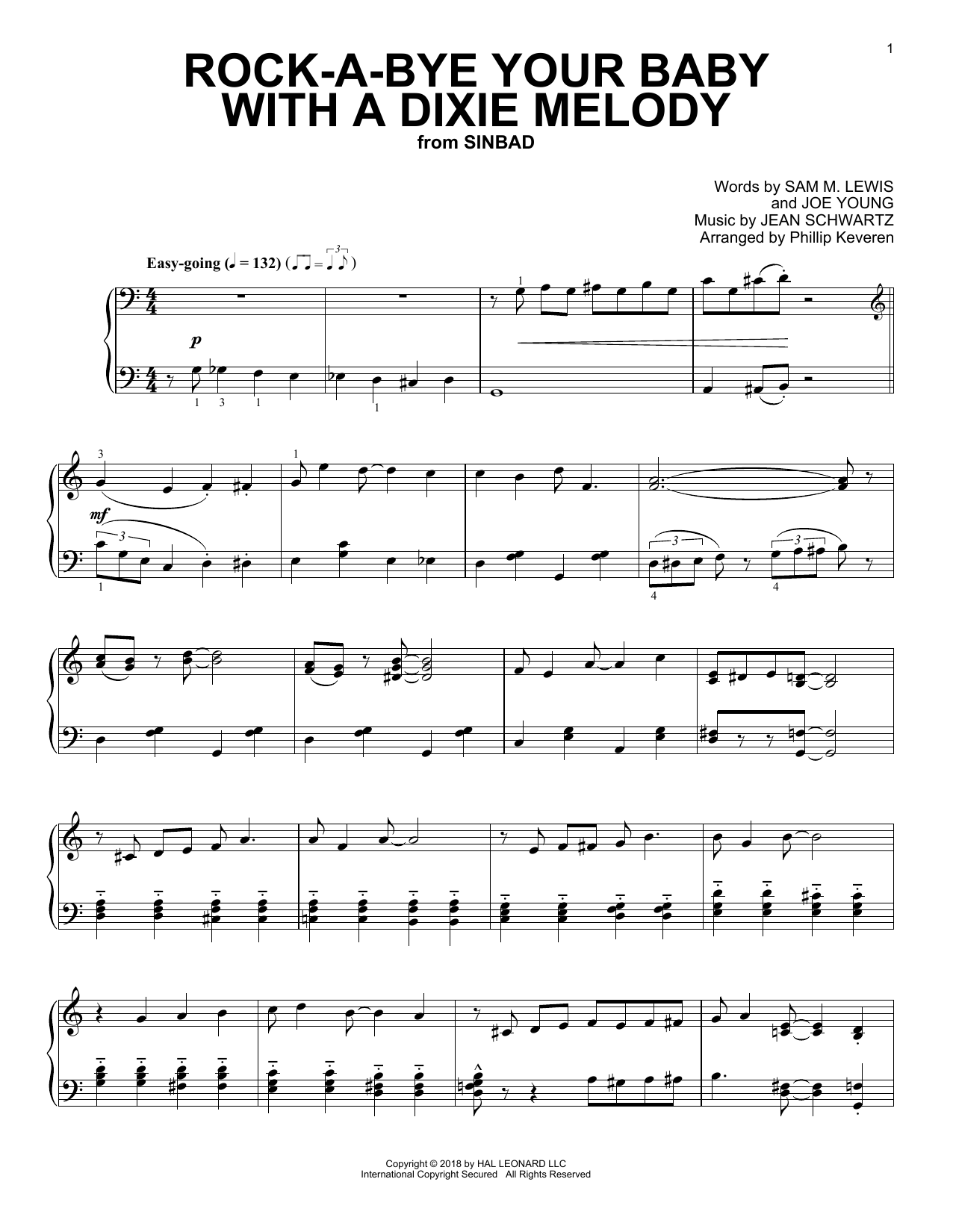 Download Jean Schwartz Rock-A-Bye Your Baby With A Dixie Melody [Jazz version] (arr. Phillip Keveren) Sheet Music and learn how to play Piano Solo PDF digital score in minutes