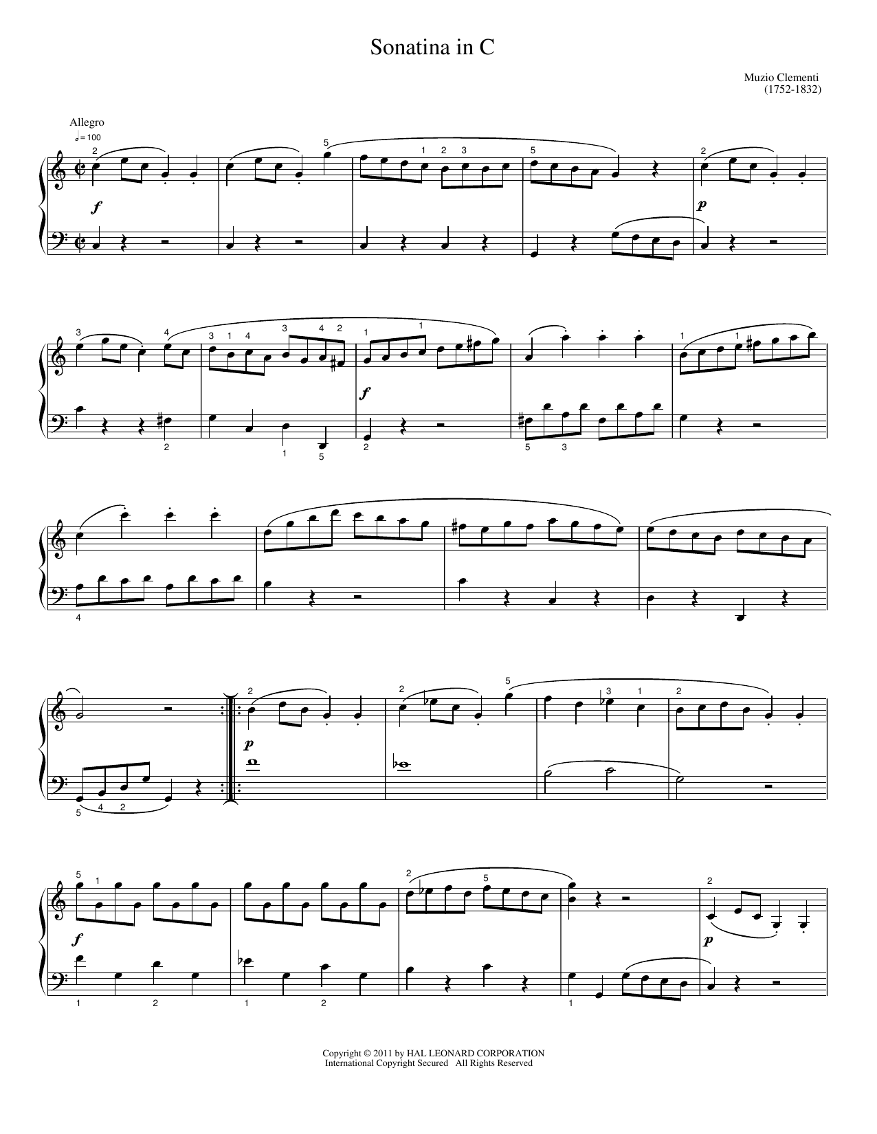 Download Jean T. Latour Sonatina in C Sheet Music and learn how to play Easy Piano PDF digital score in minutes