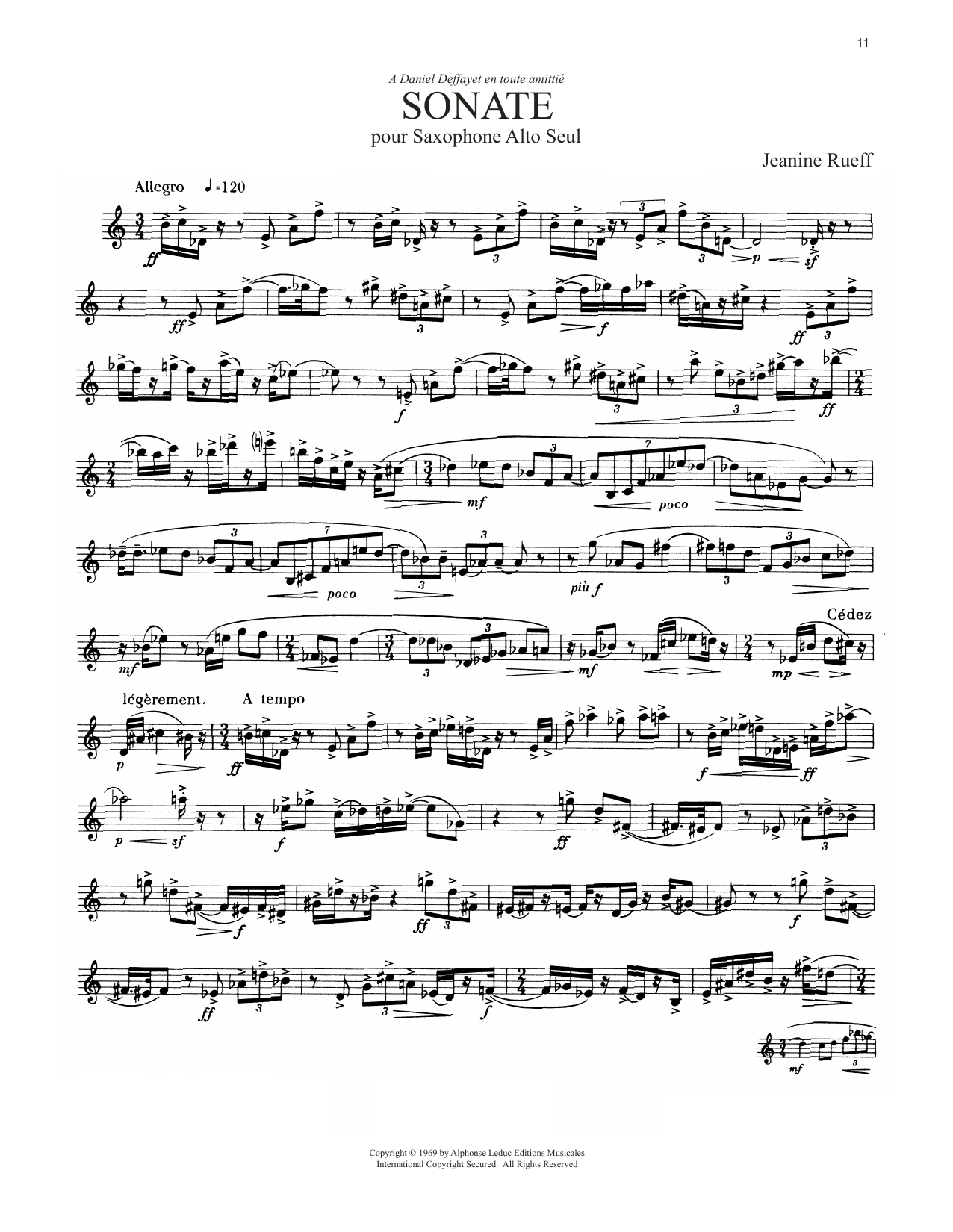 Download Jeanine Rueff Sonate Sheet Music and learn how to play Alto Sax Solo PDF digital score in minutes
