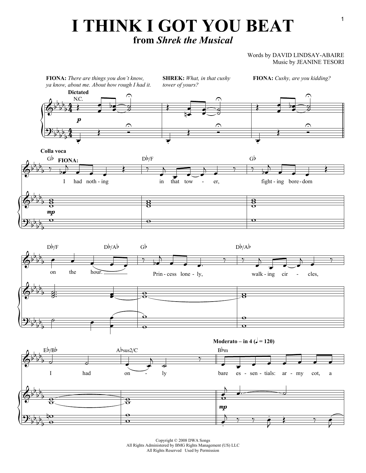 Download Jeanine Tesori I Think I Got You Beat Sheet Music and learn how to play Vocal Duet PDF digital score in minutes