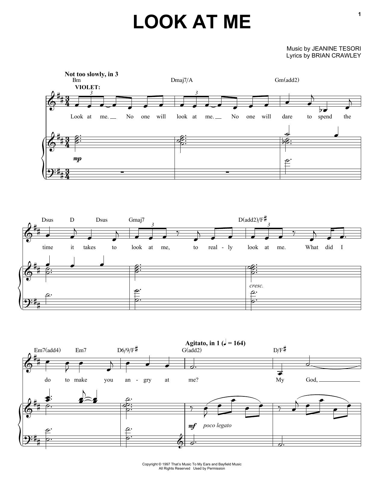Download Jeanine Tesori Look At Me Sheet Music and learn how to play Piano & Vocal PDF digital score in minutes