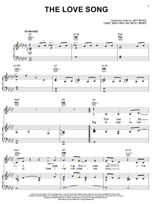 Download Jeff Bates The Love Song Sheet Music and learn how to play Piano, Vocal & Guitar (Right-Hand Melody) PDF digital score in minutes