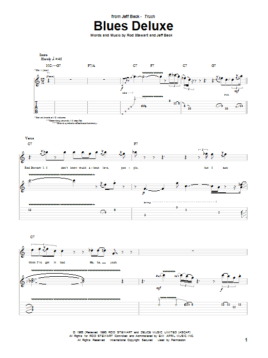 Download Jeff Beck Blues Deluxe Sheet Music and learn how to play Guitar Tab PDF digital score in minutes
