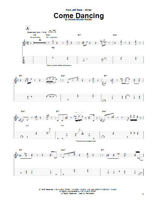 Download Jeff Beck Come Dancing Sheet Music and learn how to play Guitar Tab PDF digital score in minutes