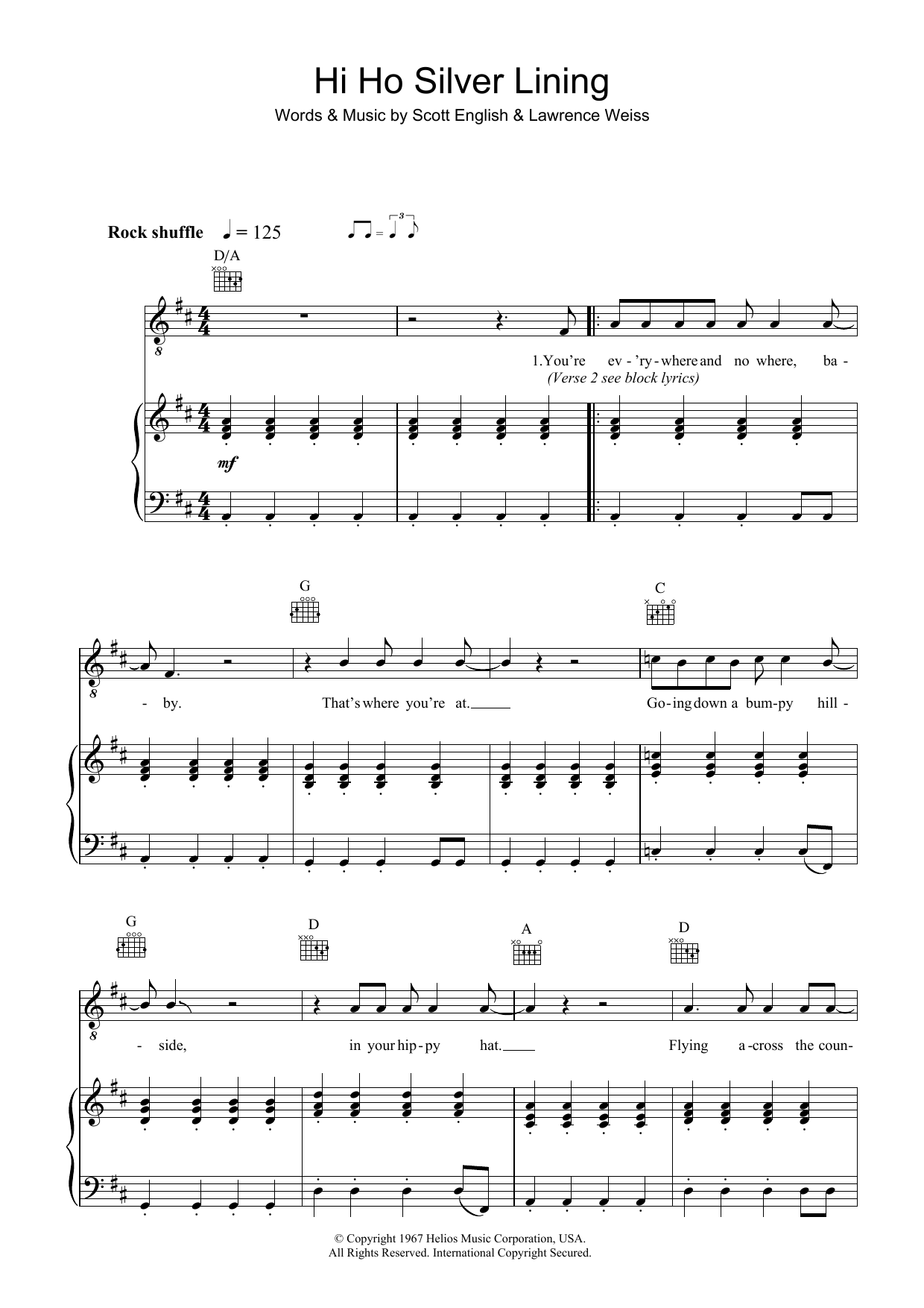 Download Jeff Beck Hi Ho Silver Lining Sheet Music and learn how to play Ukulele PDF digital score in minutes