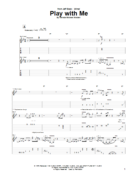 Download Jeff Beck Play With Me Sheet Music and learn how to play Guitar Tab PDF digital score in minutes