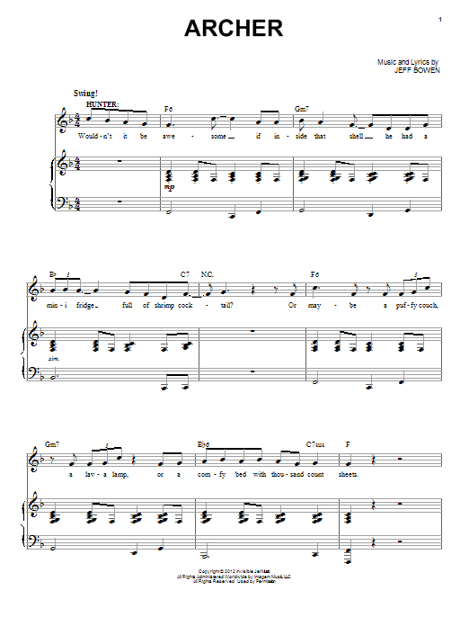 Download Jeff Bowen Archer Sheet Music and learn how to play Piano & Vocal PDF digital score in minutes