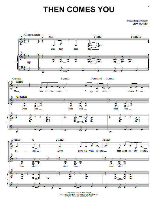 Download Jeff Bowen Then Comes You Sheet Music and learn how to play Piano & Vocal PDF digital score in minutes