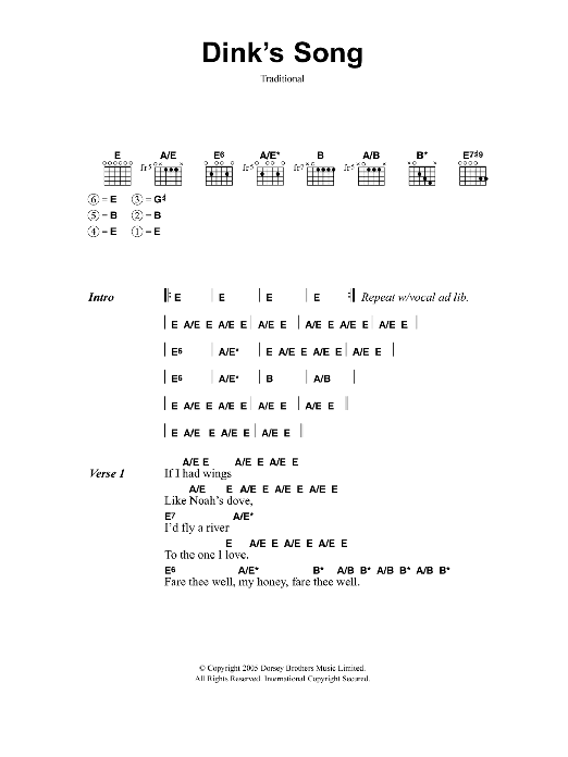 Download Jeff Buckley Dink's Song Sheet Music and learn how to play Lyrics & Chords PDF digital score in minutes