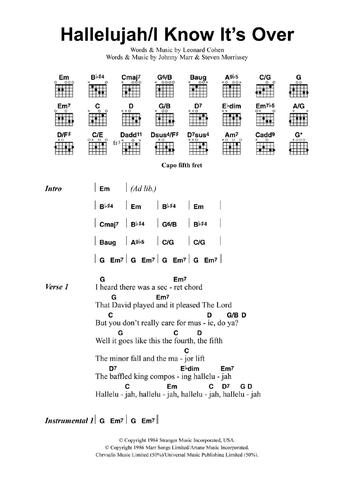 Download Jeff Buckley Hallelujah/I Know It's Over Sheet Music and learn how to play Lyrics & Chords PDF digital score in minutes