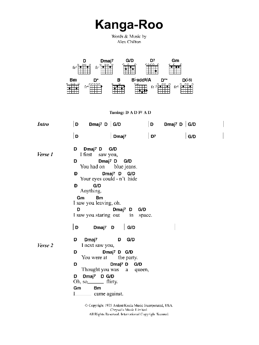 Download Jeff Buckley Kangaroo Sheet Music and learn how to play Lyrics & Chords PDF digital score in minutes