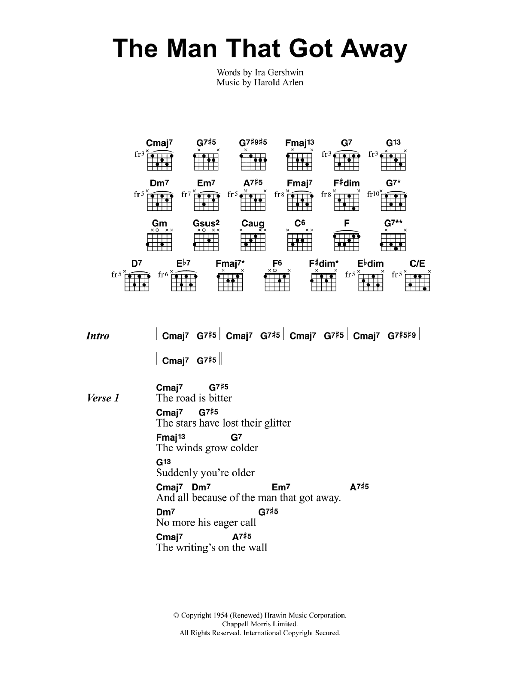 Download Jeff Buckley The Man That Got Away Sheet Music and learn how to play Lyrics & Chords PDF digital score in minutes