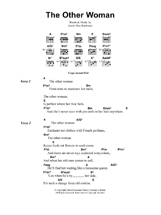 Download Jeff Buckley The Other Woman Sheet Music and learn how to play Lyrics & Chords PDF digital score in minutes