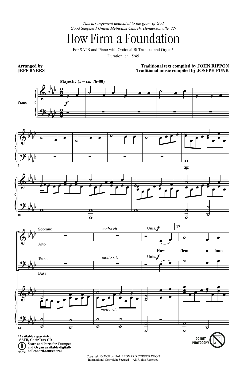 Download Jeff Byers How Firm a Foundation Sheet Music and learn how to play SATB PDF digital score in minutes