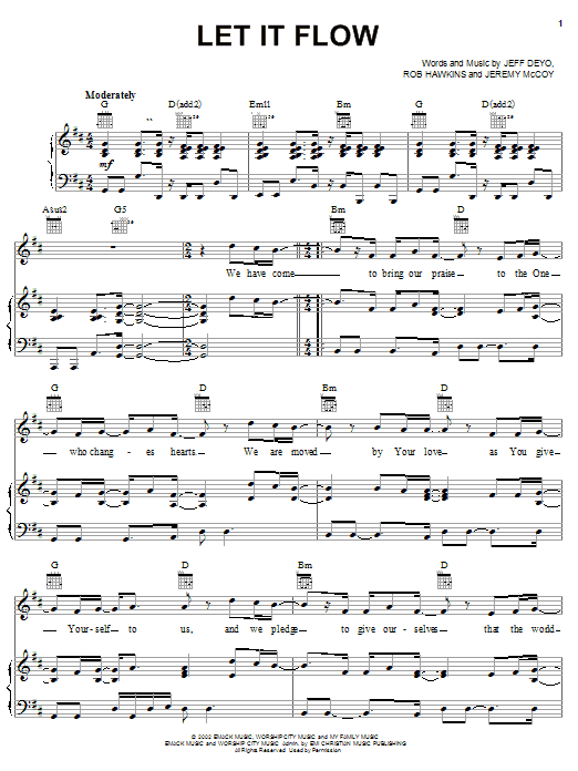Download Jeff Deyo Let It Flow Sheet Music and learn how to play Piano, Vocal & Guitar (Right-Hand Melody) PDF digital score in minutes