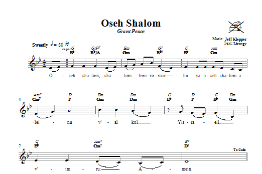 Download Jeff Klepper Oseh Shalom (Grant Peace) Sheet Music and learn how to play Melody Line, Lyrics & Chords PDF digital score in minutes