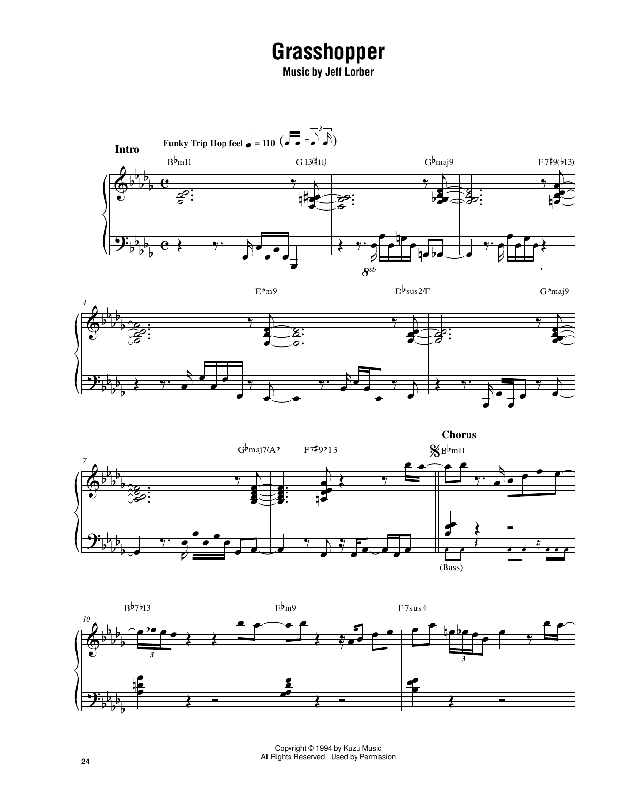 Download Jeff Lorber Grasshopper Sheet Music and learn how to play Piano Transcription PDF digital score in minutes