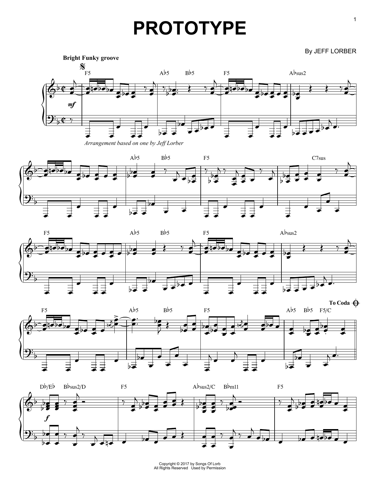 Download Jeff Lorber Prototype Sheet Music and learn how to play Piano PDF digital score in minutes