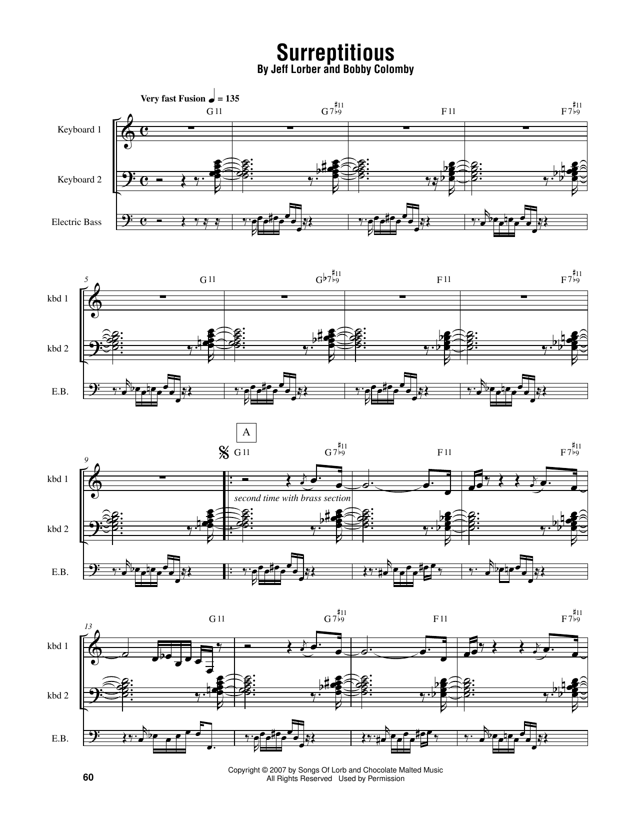 Download Jeff Lorber Surreptitious Sheet Music and learn how to play Piano Transcription PDF digital score in minutes