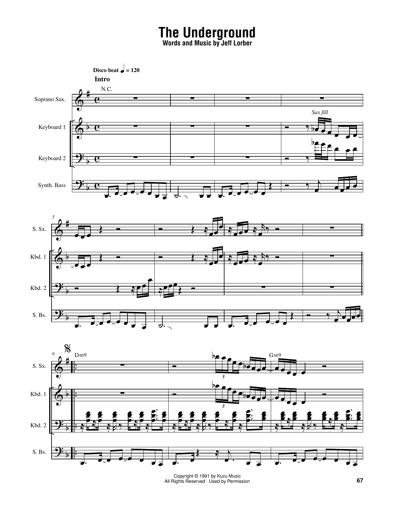 Download Jeff Lorber The Underground Sheet Music and learn how to play Piano Transcription PDF digital score in minutes