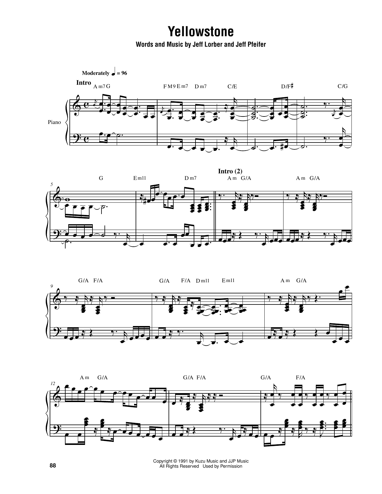 Download Jeff Lorber Yellowstone Sheet Music and learn how to play Piano Transcription PDF digital score in minutes