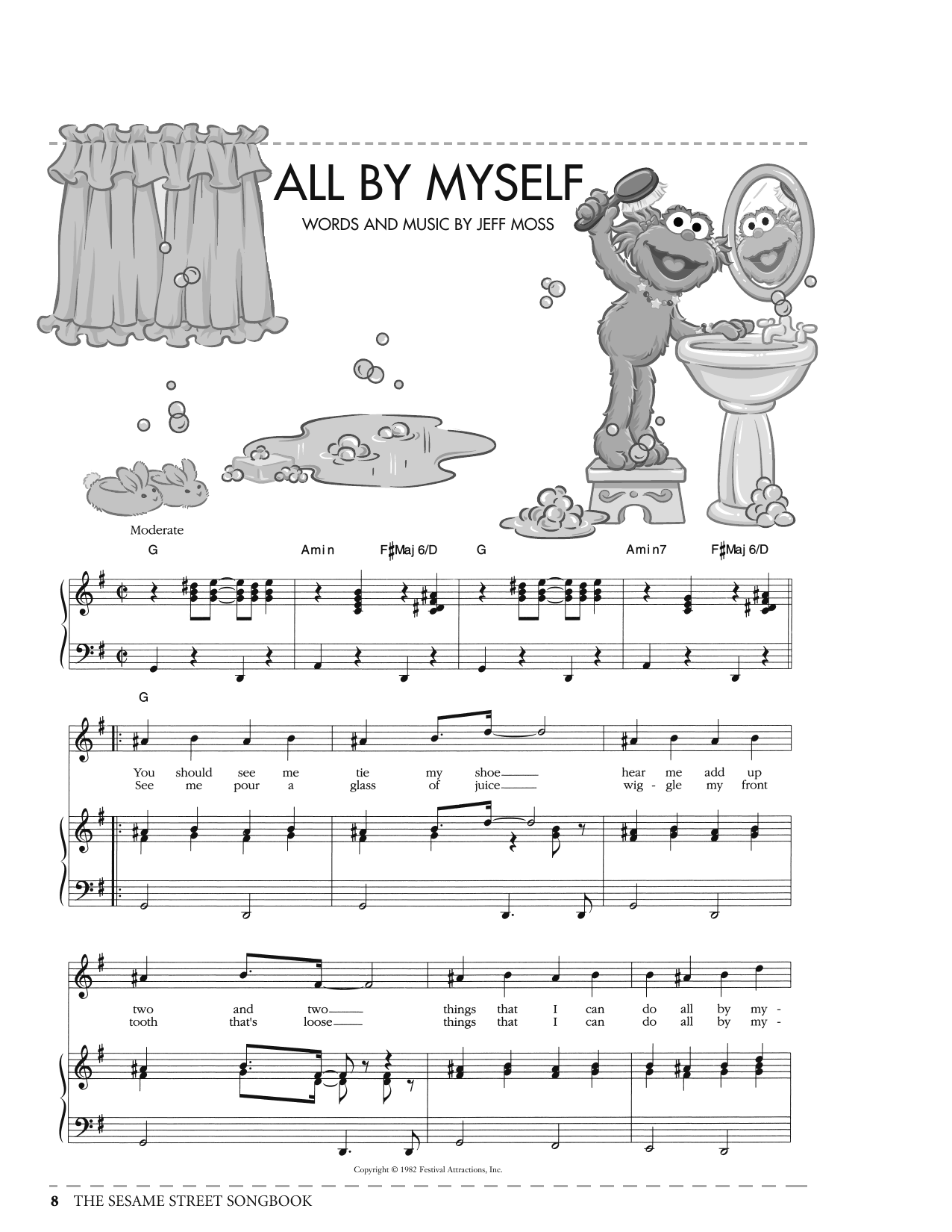 Download Jeff Moss All By Myself (from Sesame Street) Sheet Music and learn how to play Piano, Vocal & Guitar Chords (Right-Hand Melody) PDF digital score in minutes