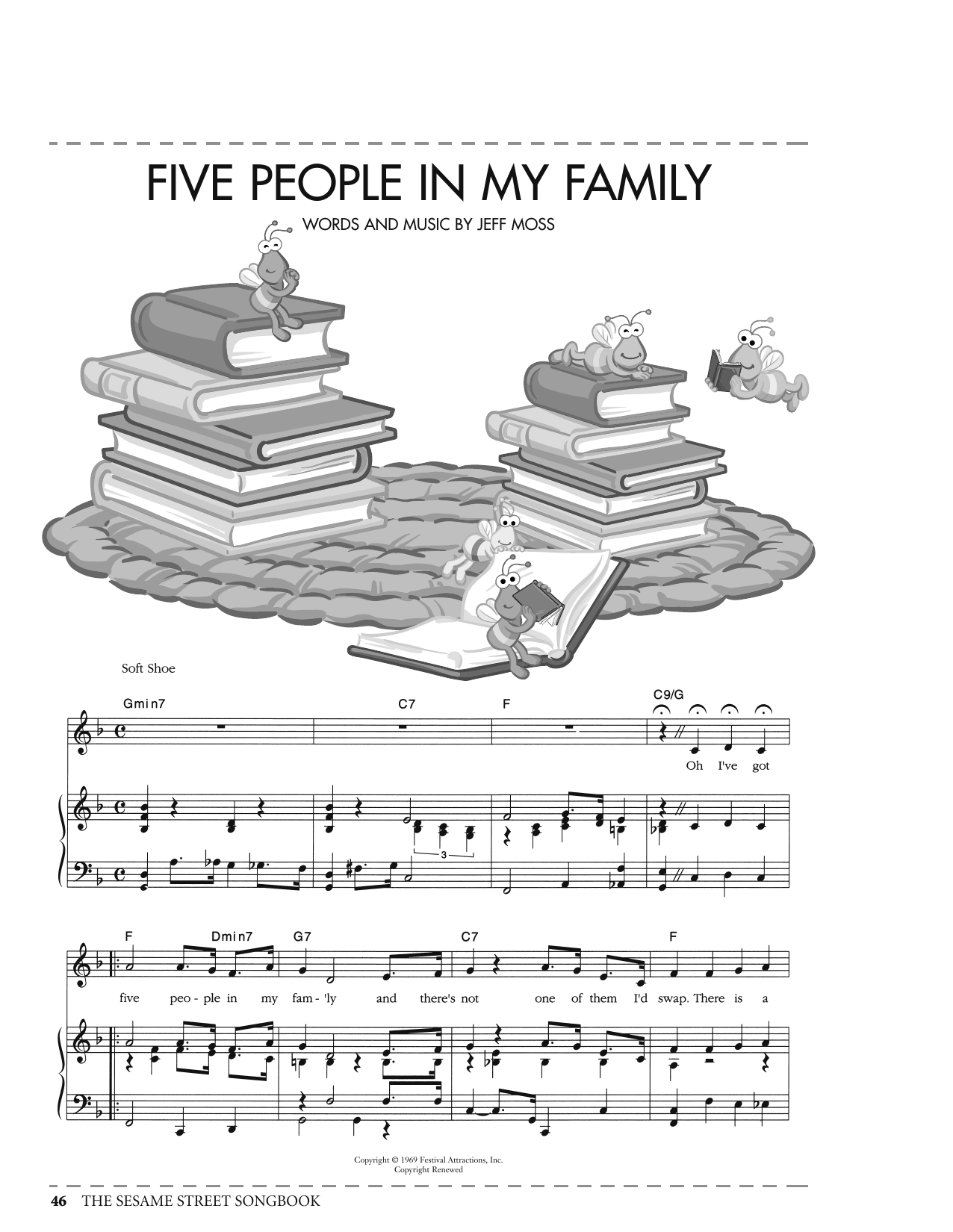 Download Jeff Moss Five People In My Family (from Sesame Street) Sheet Music and learn how to play Piano, Vocal & Guitar Chords (Right-Hand Melody) PDF digital score in minutes