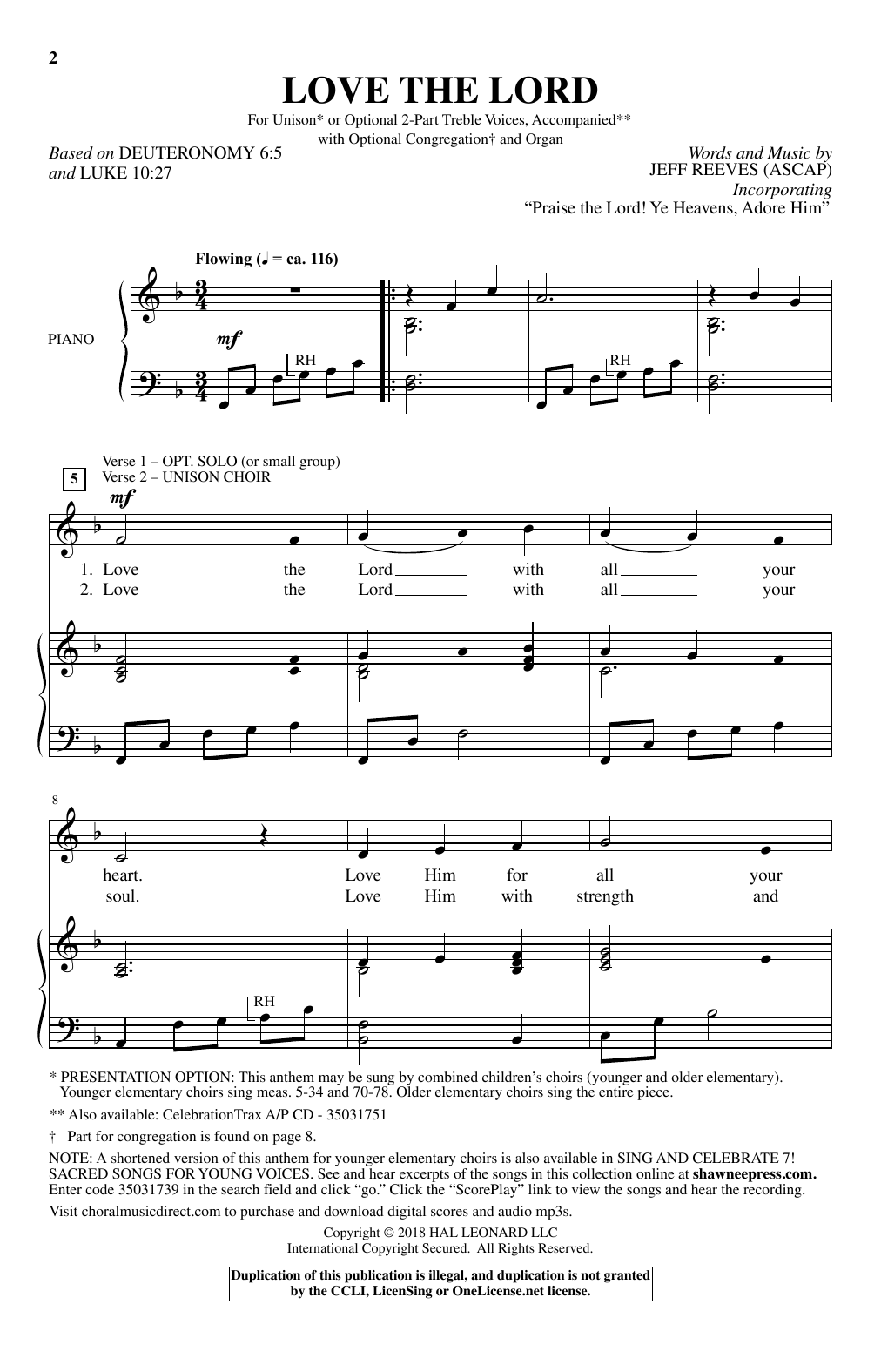 Download Jeff Reeves Love The Lord Sheet Music and learn how to play Choral PDF digital score in minutes